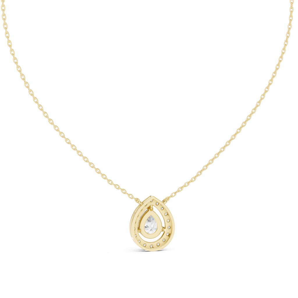 Luxury Teardrop Diamond Pendant Necklace with Halo Design