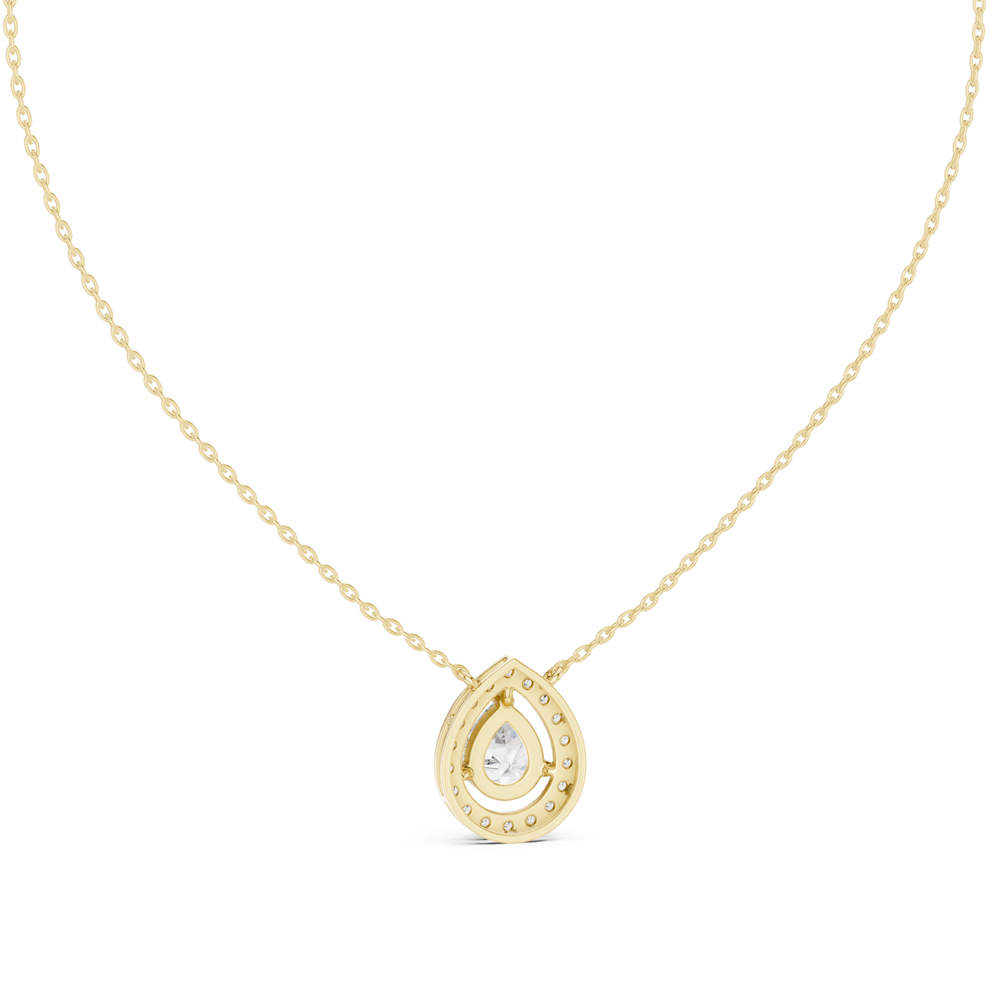 Luxury Teardrop Diamond Pendant Necklace with Halo Design