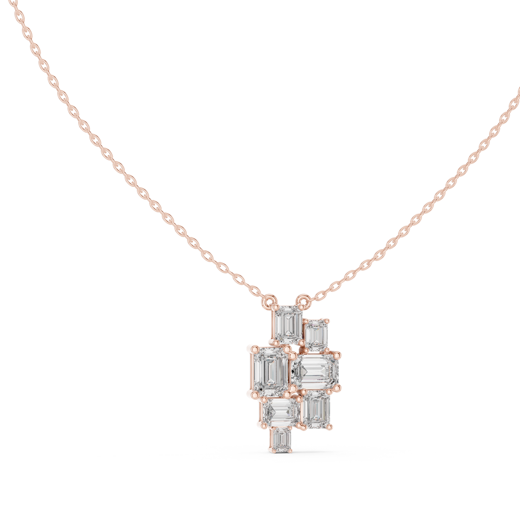 Luxury Geometric Diamond Necklace with Cluster Design