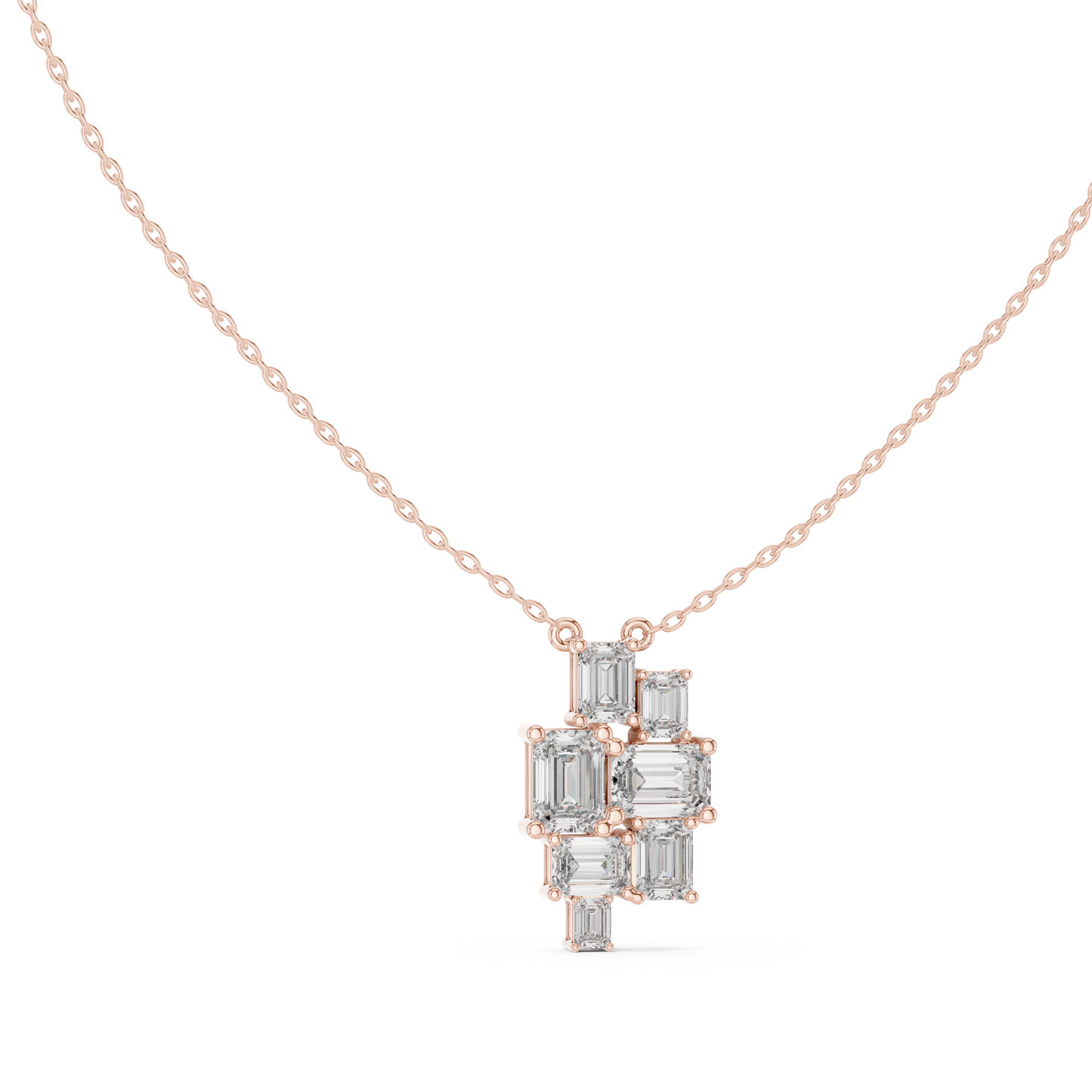 Luxury Geometric Diamond Necklace with Cluster Design