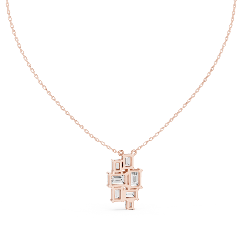 Luxury Geometric Diamond Necklace with Cluster Design