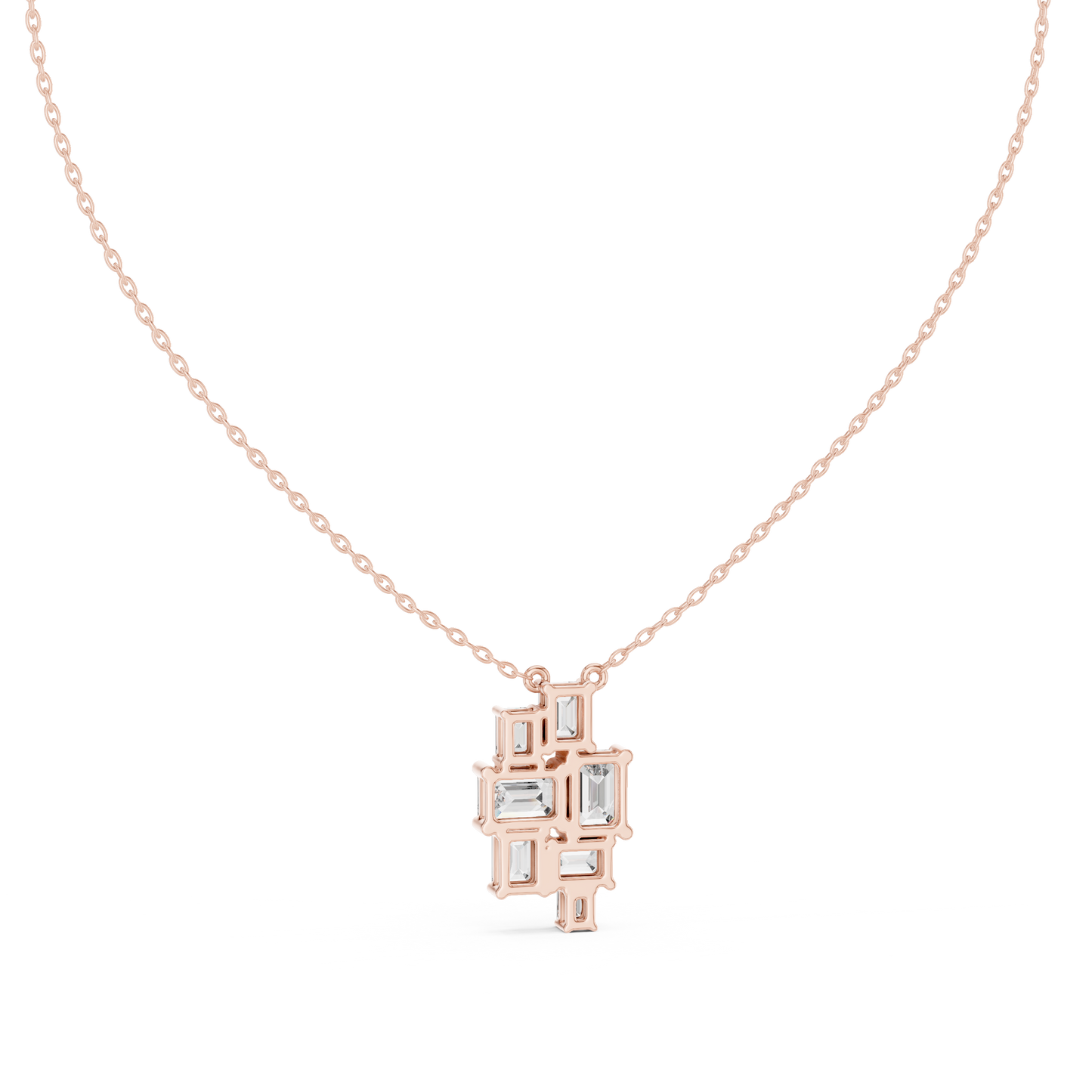 Luxury Geometric Diamond Necklace with Cluster Design