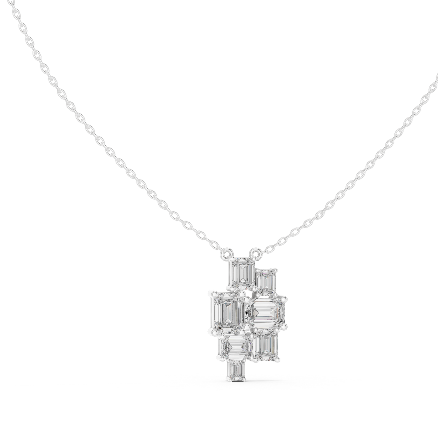 Luxury Geometric Diamond Necklace with Cluster Design