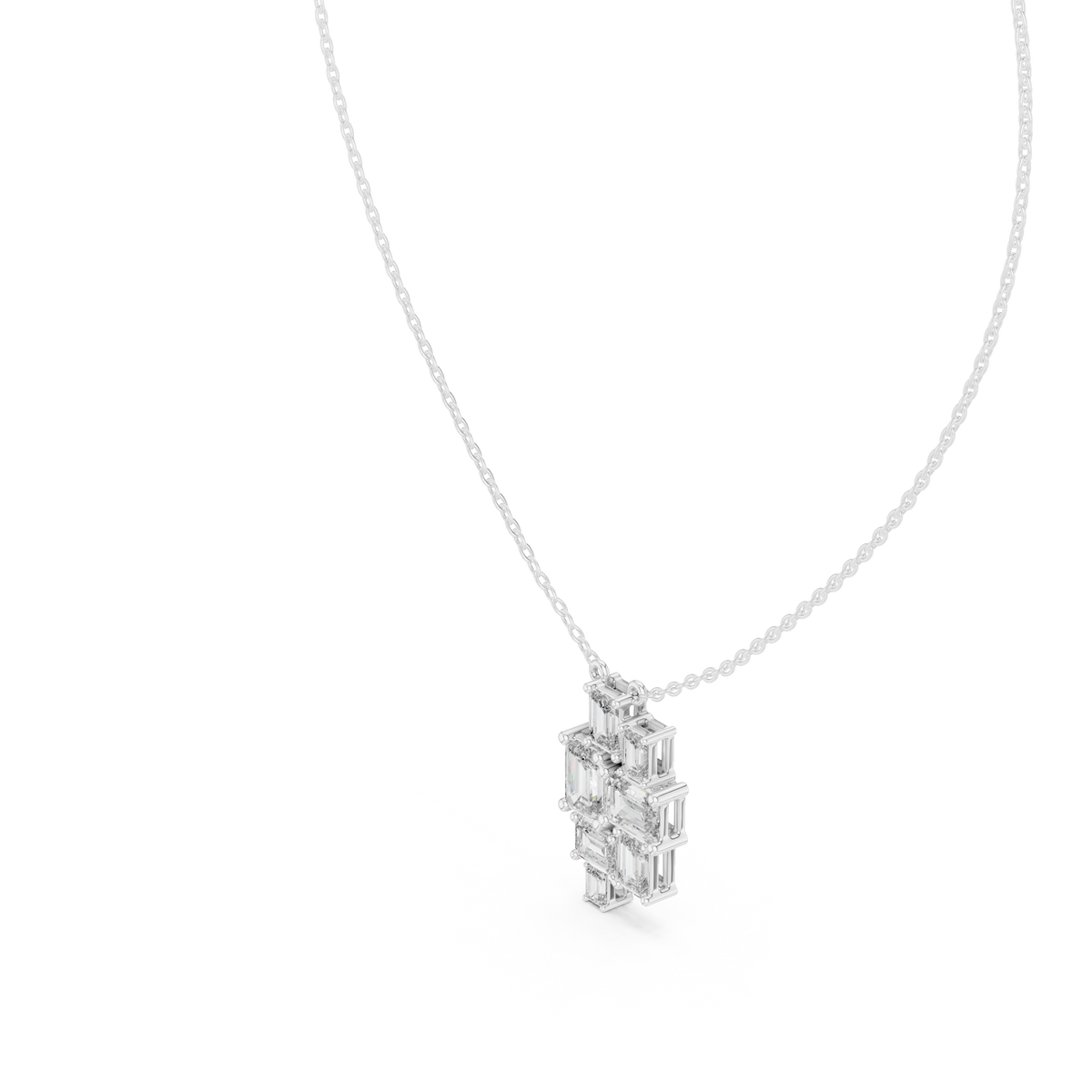 Luxury Geometric Diamond Necklace with Cluster Design