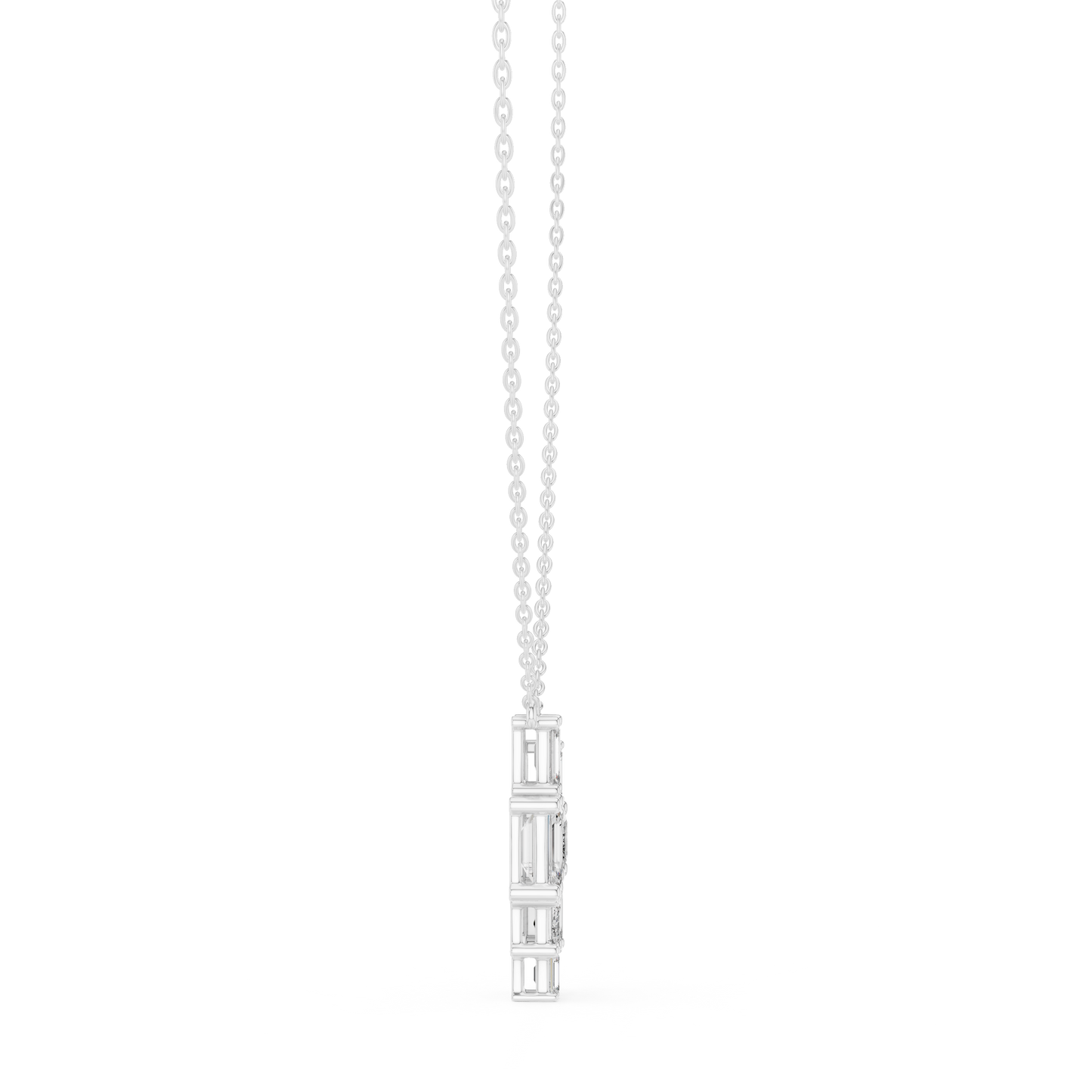 Luxury Geometric Diamond Necklace with Cluster Design