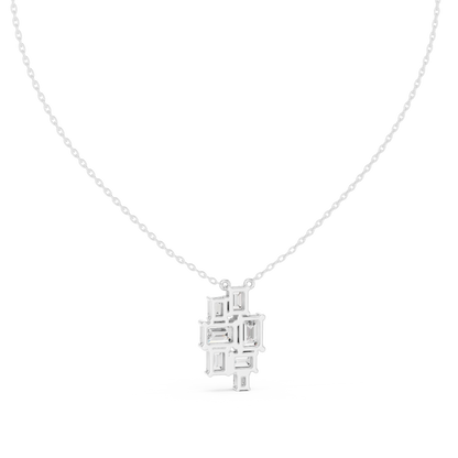 Luxury Geometric Diamond Necklace with Cluster Design