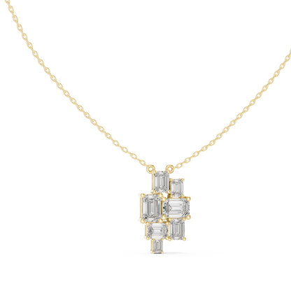Luxury Geometric Diamond Necklace with Cluster Design
