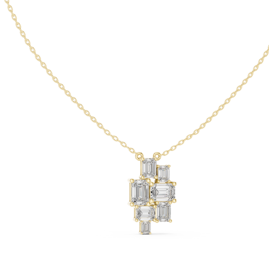 Luxury Geometric Diamond Necklace with Cluster Design