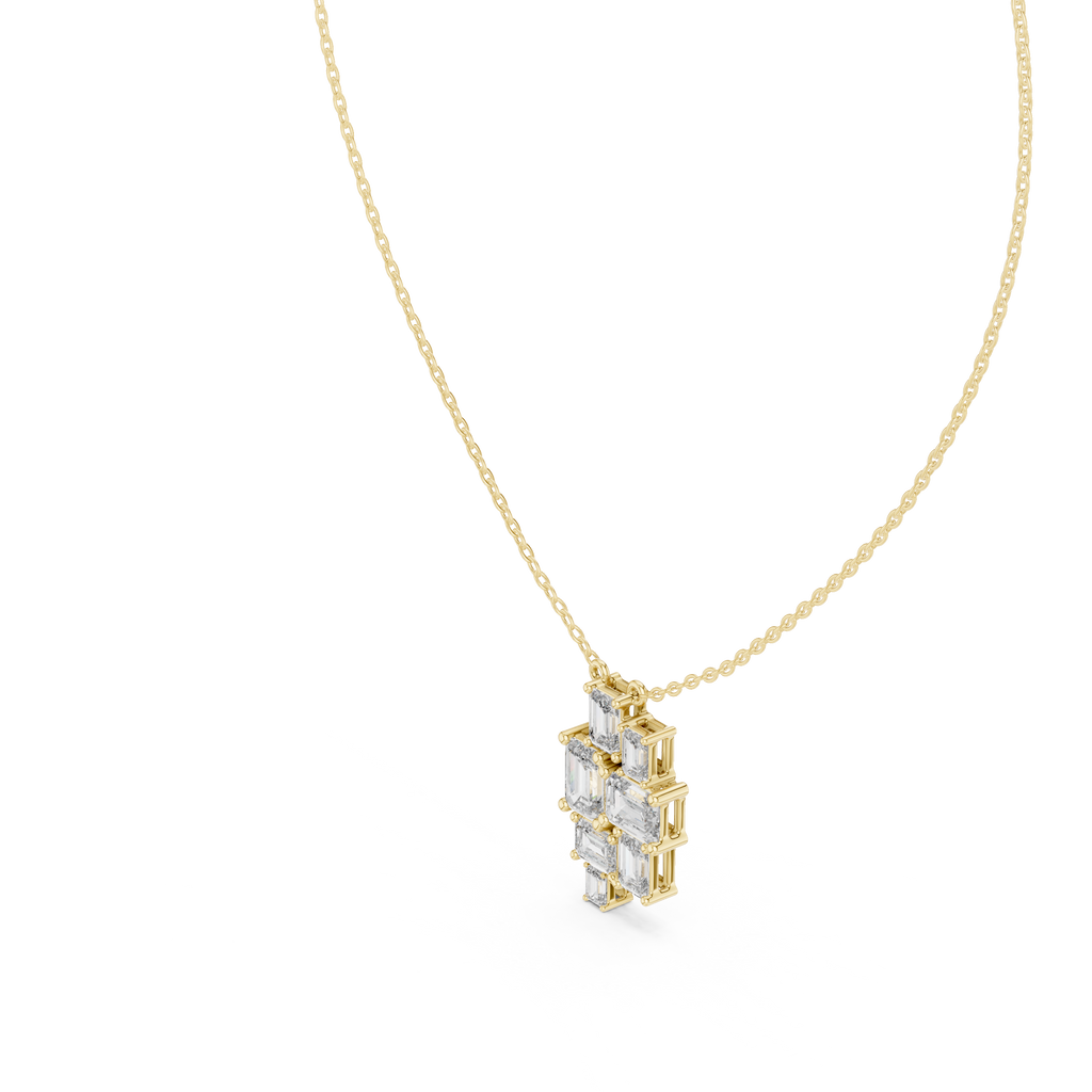 Luxury Geometric Diamond Necklace with Cluster Design