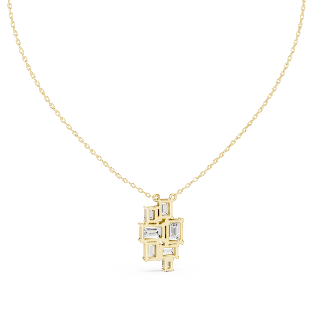 Luxury Geometric Diamond Necklace with Cluster Design