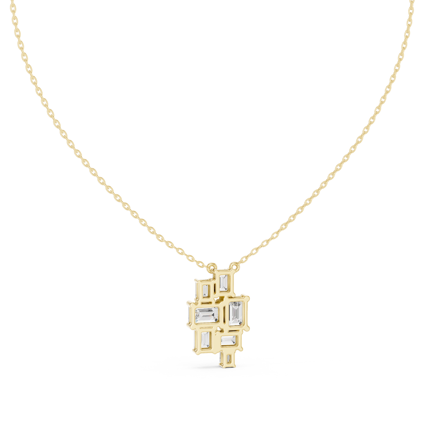 Luxury Geometric Diamond Necklace with Cluster Design