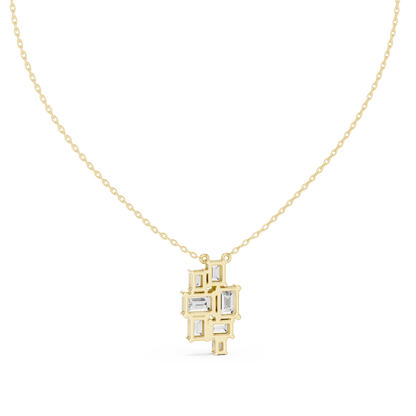 Luxury Geometric Diamond Necklace with Cluster Design