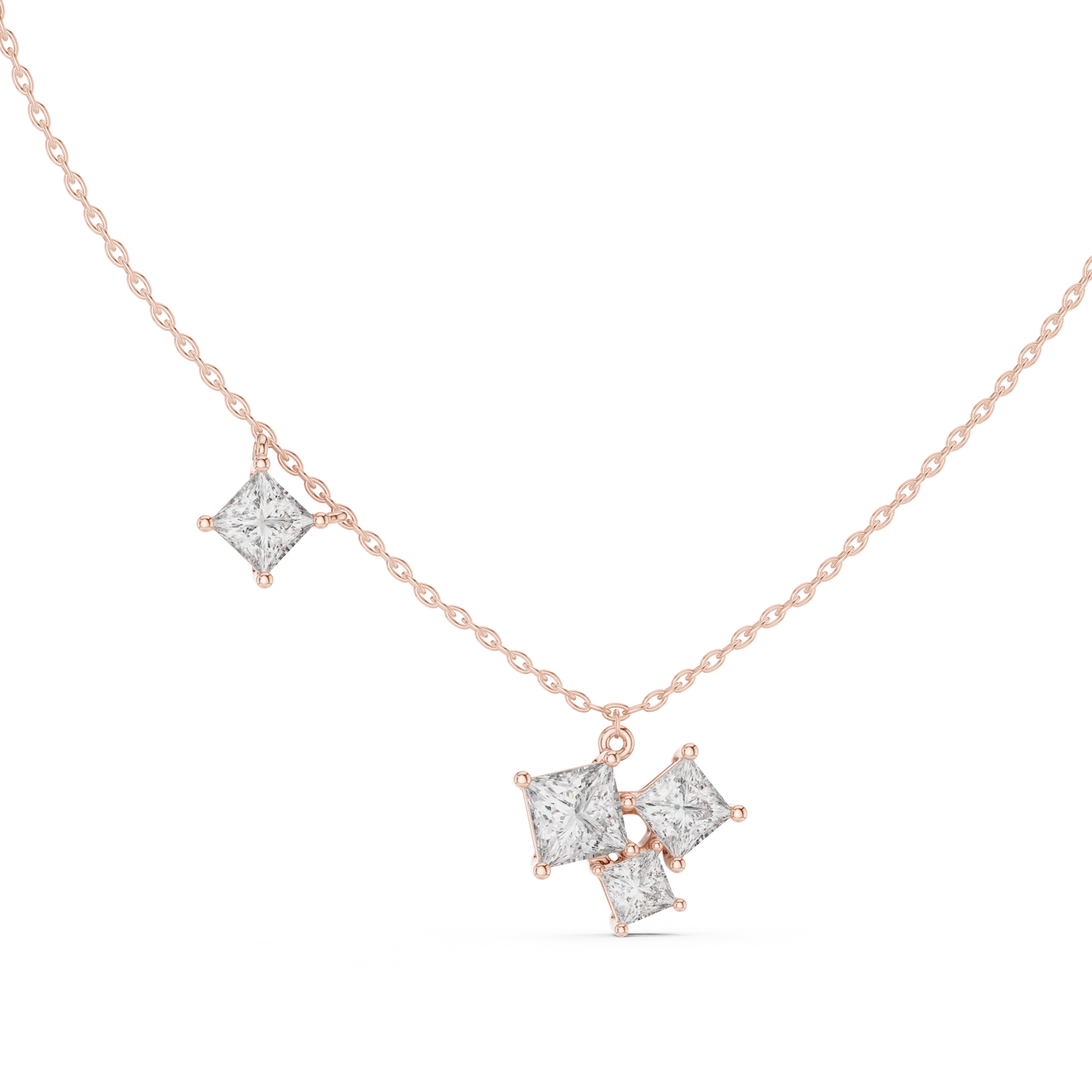 Stylish Multi-Stone Diamond Pendant with Delicate Chain