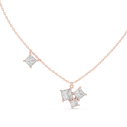Stylish Multi-Stone Diamond Pendant with Delicate Chain