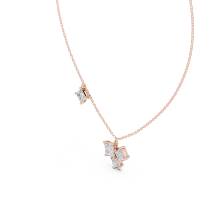 Stylish Multi-Stone Diamond Pendant with Delicate Chain