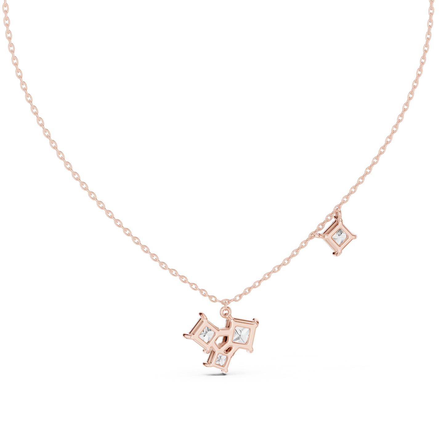 Stylish Multi-Stone Diamond Pendant with Delicate Chain