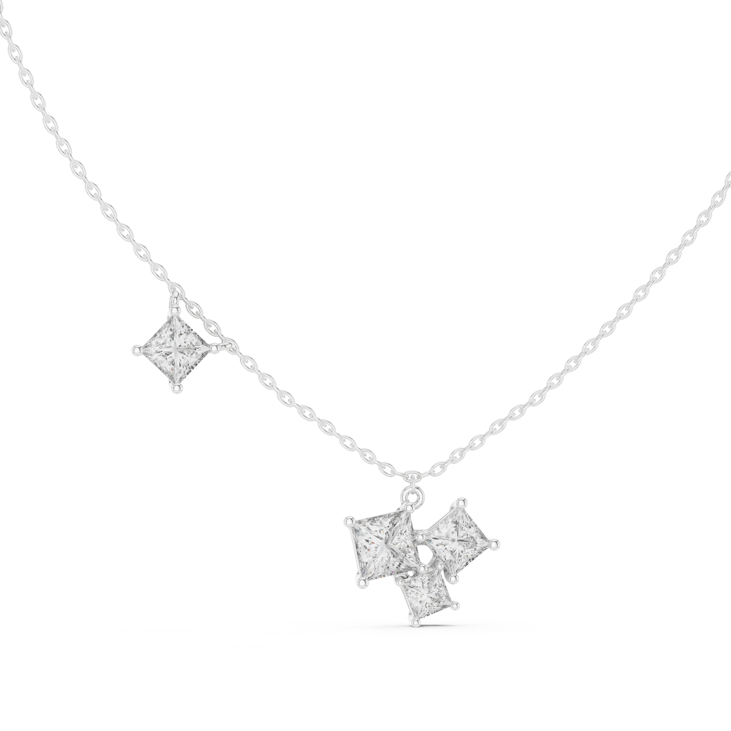Stylish Multi-Stone Diamond Pendant with Delicate Chain