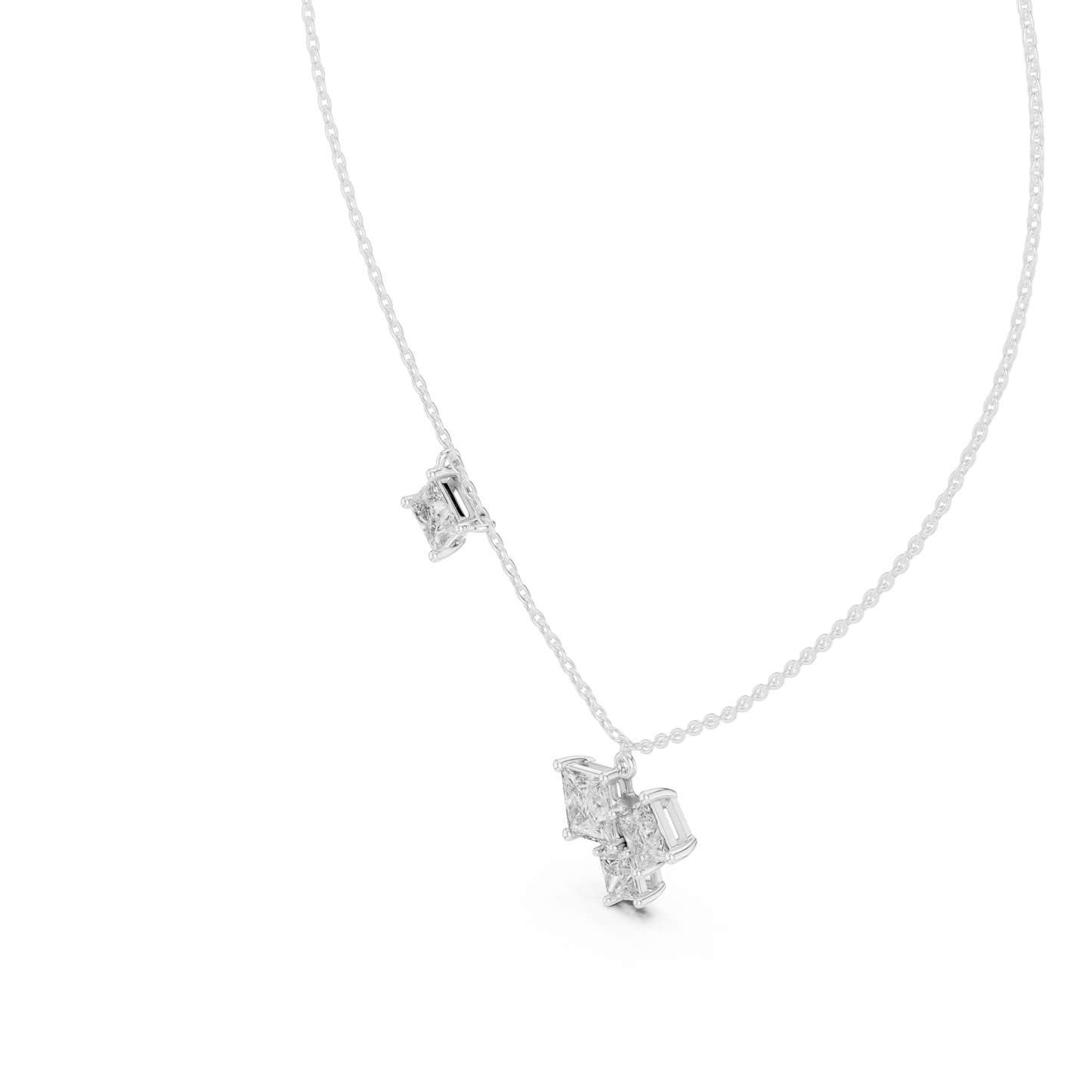 Stylish Multi-Stone Diamond Pendant with Delicate Chain