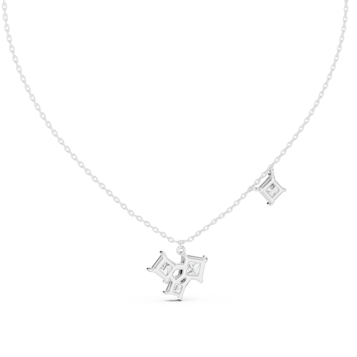 Stylish Multi-Stone Diamond Pendant with Delicate Chain