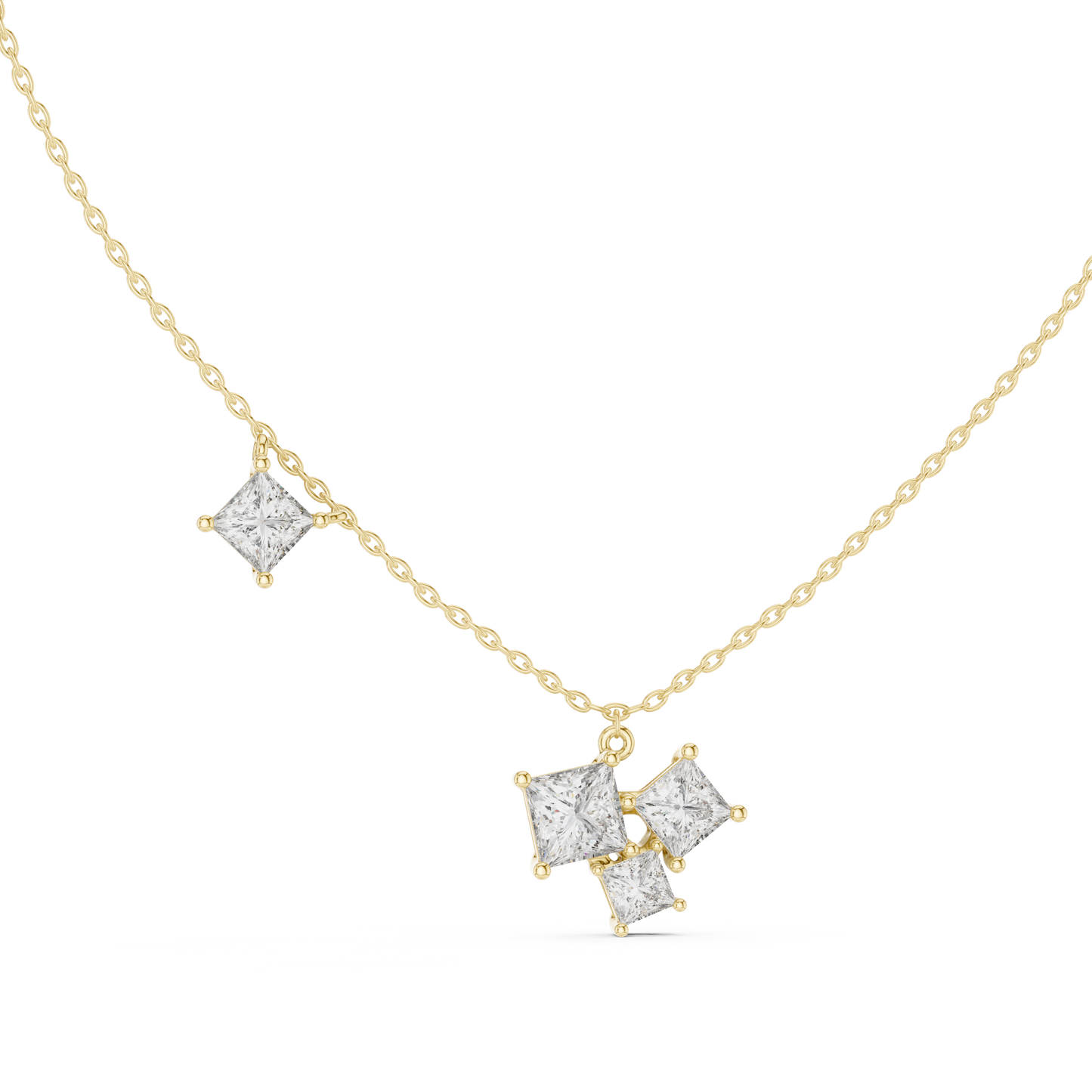 Stylish Multi-Stone Diamond Pendant with Delicate Chain