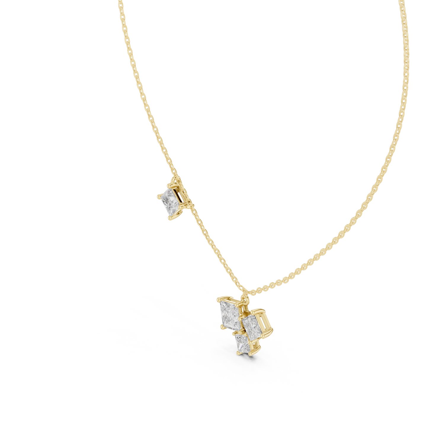 Stylish Multi-Stone Diamond Pendant with Delicate Chain