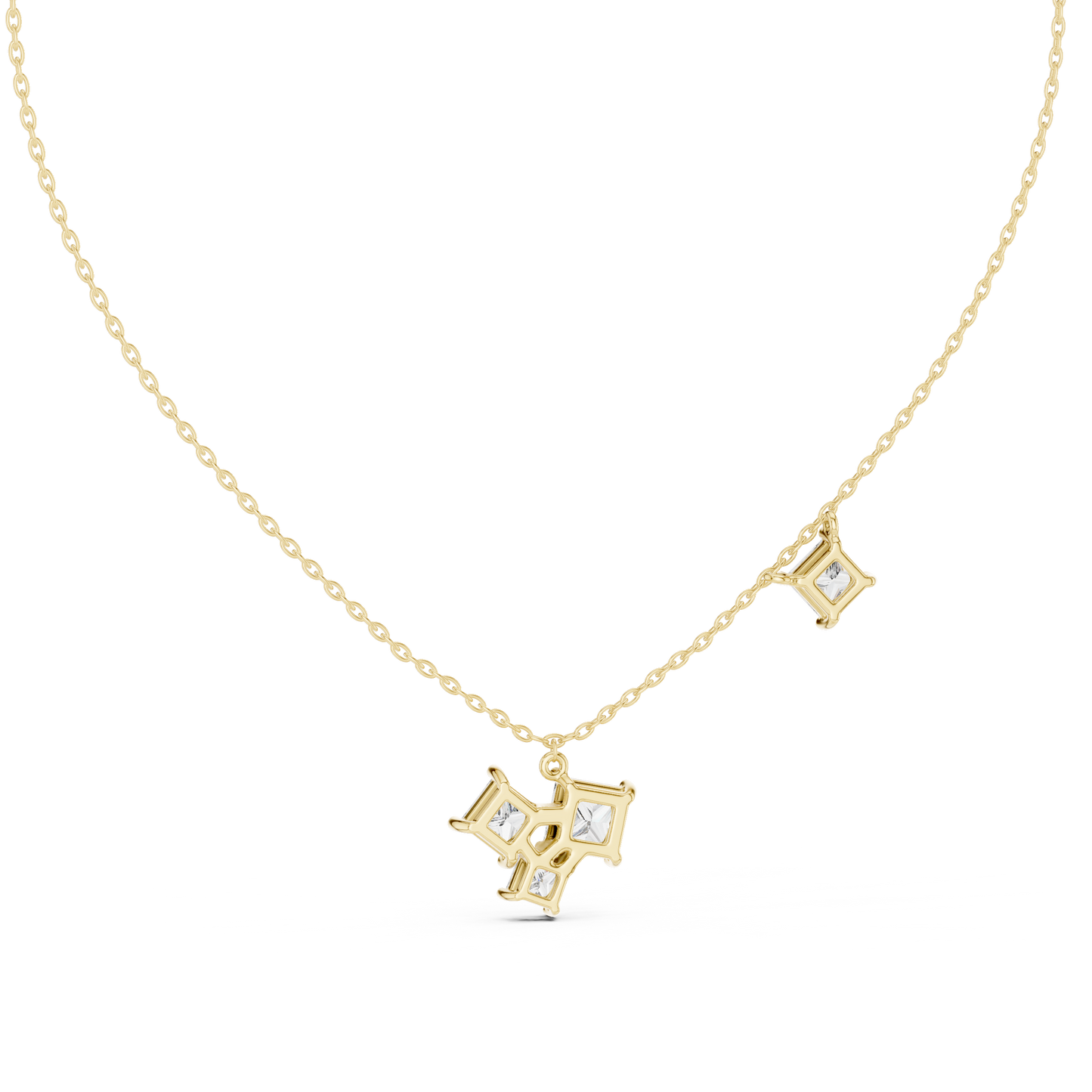 Stylish Multi-Stone Diamond Pendant with Delicate Chain