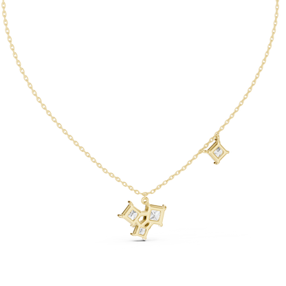 Stylish Multi-Stone Diamond Pendant with Delicate Chain