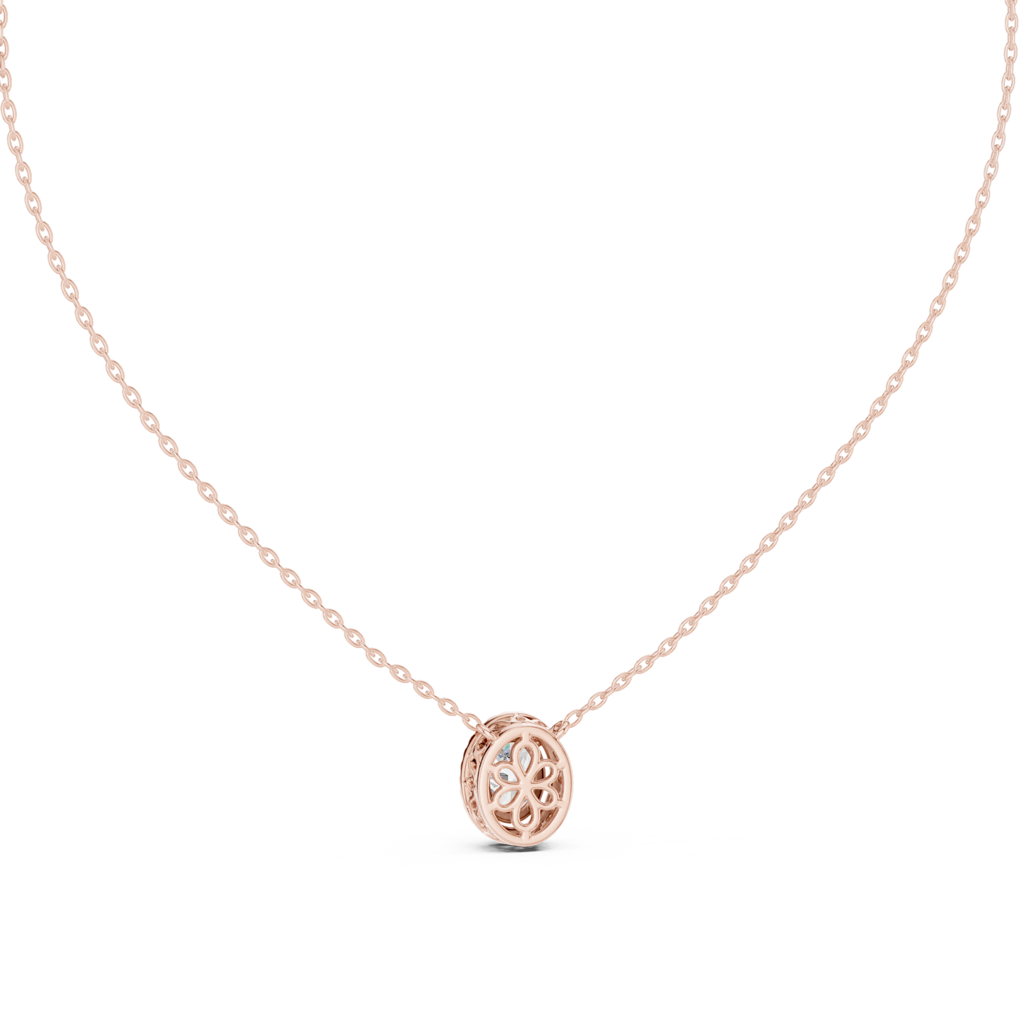 Timeless Round Solitaire Halo Necklace for Women