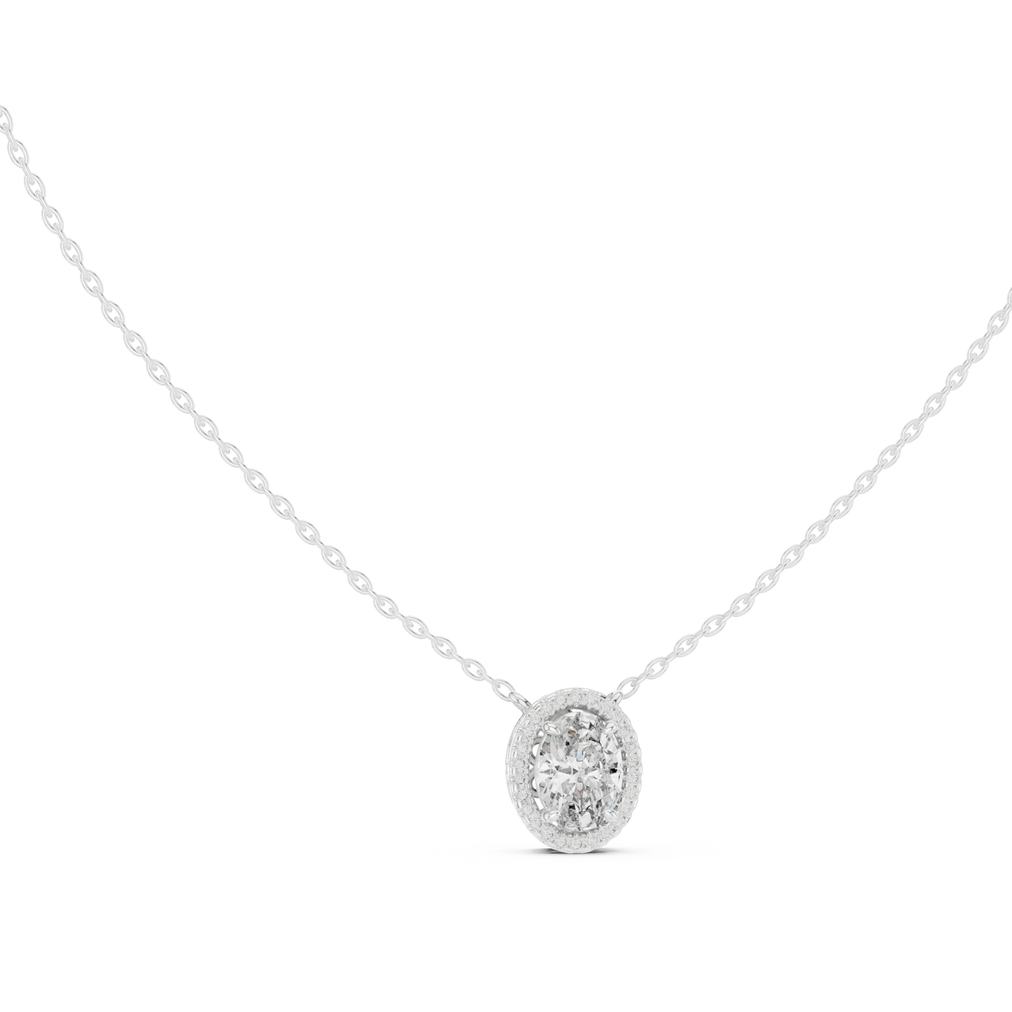 Timeless Round Solitaire Halo Necklace for Women