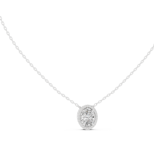 Timeless Round Solitaire Halo Necklace for Women