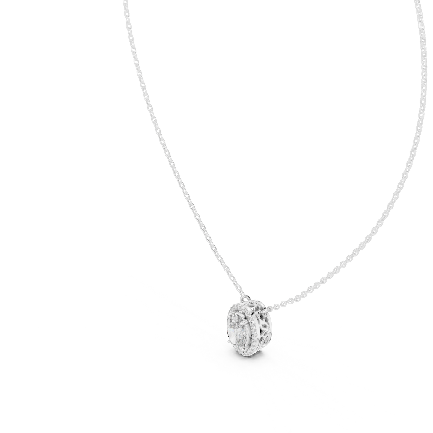 Timeless Round Solitaire Halo Necklace for Women
