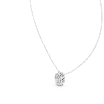 Timeless Round Solitaire Halo Necklace for Women