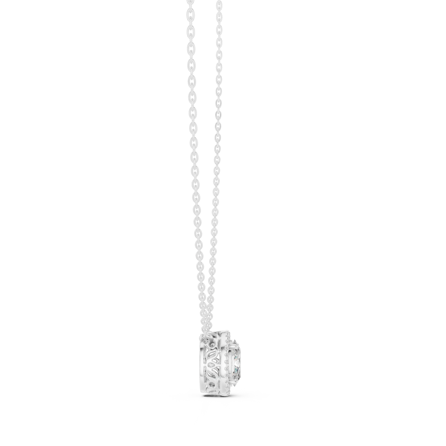 Timeless Round Solitaire Halo Necklace for Women