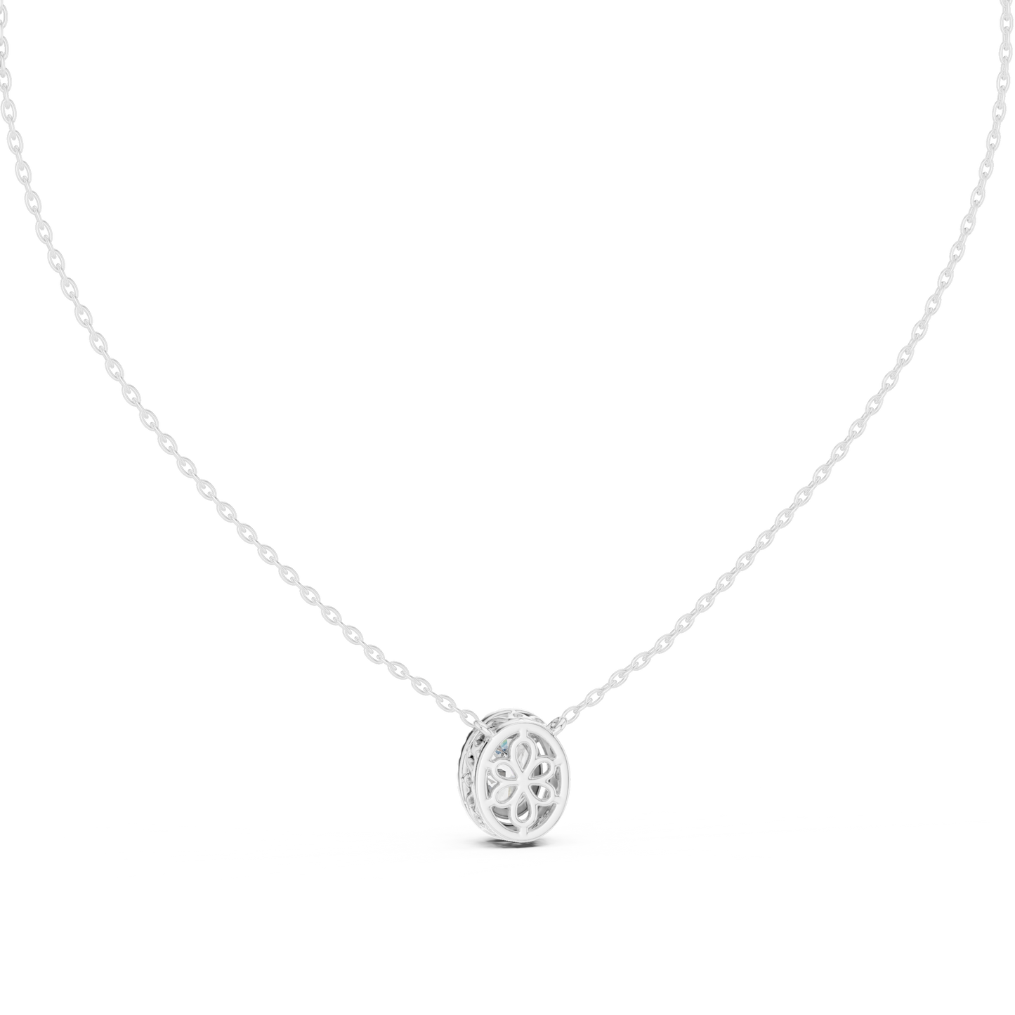 Timeless Round Solitaire Halo Necklace for Women