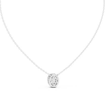 Timeless Round Solitaire Halo Necklace for Women