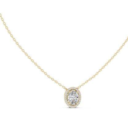 Timeless Round Solitaire Halo Necklace for Women