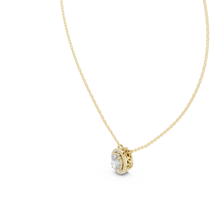 Timeless Round Solitaire Halo Necklace for Women