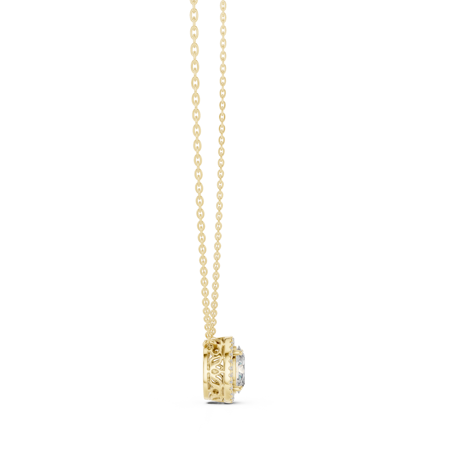Timeless Round Solitaire Halo Necklace for Women