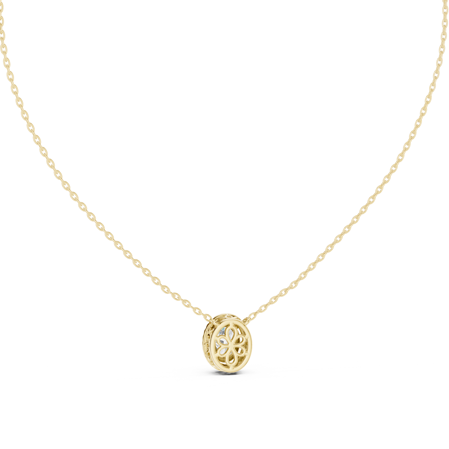 Timeless Round Solitaire Halo Necklace for Women