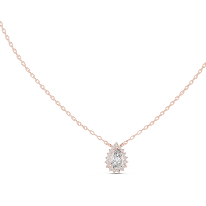 Premium Pear Shape Solitaire Halo Pendant for Women