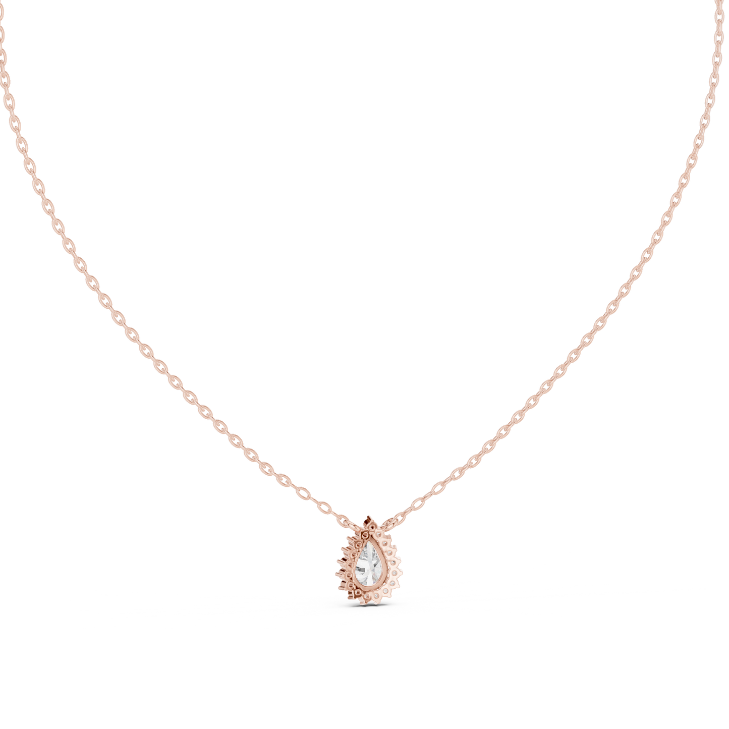 Premium Pear Shape Solitaire Halo Pendant for Women