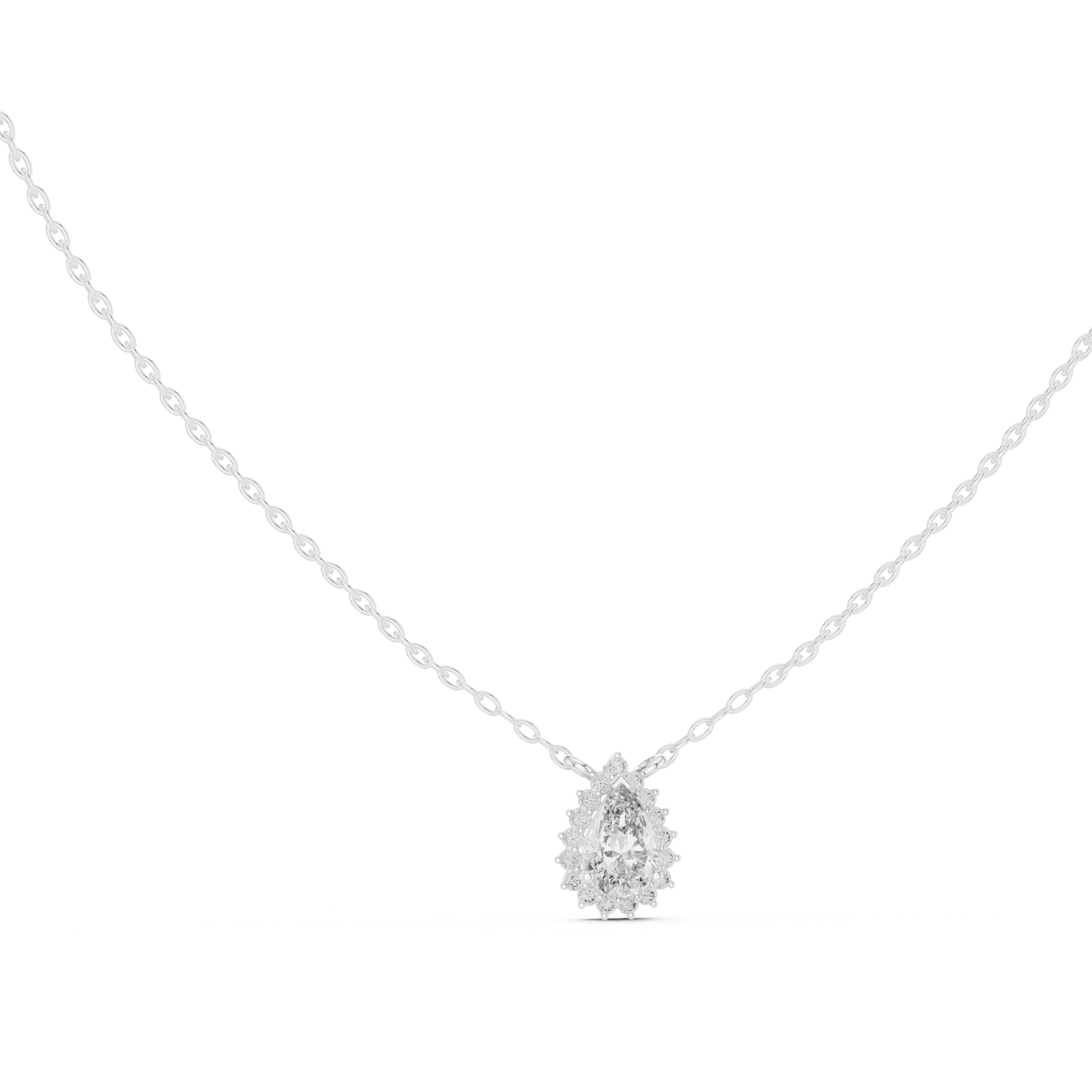 Premium Pear Shape Solitaire Halo Pendant for Women