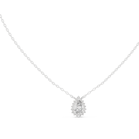 Premium Pear Shape Solitaire Halo Pendant for Women