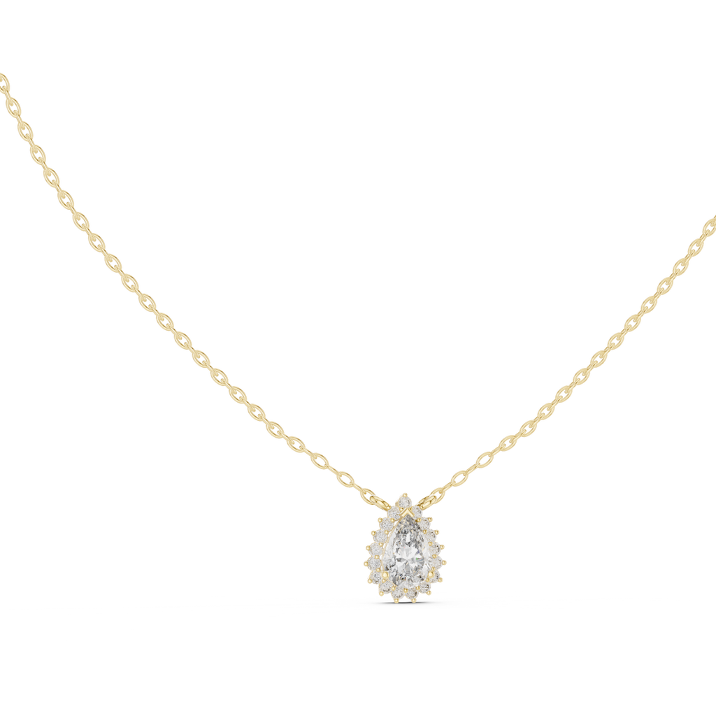 Luxuriöser Teardrop-Diamant-Anhänger mit Halo-Design