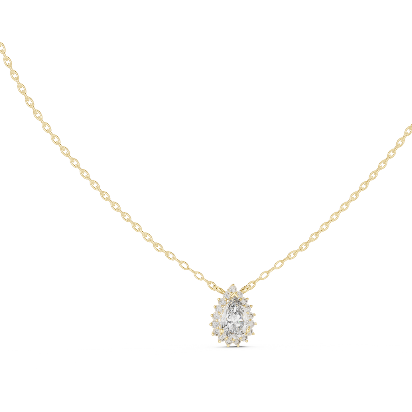 Premium Pear Shape Solitaire Halo Pendant for Women