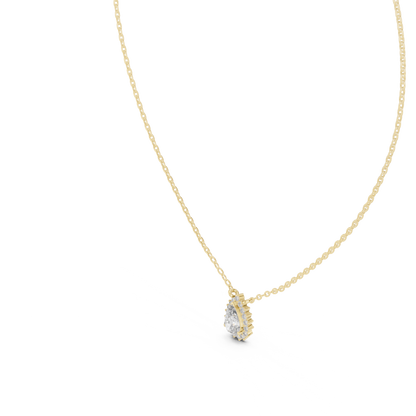 Premium Pear Shape Solitaire Halo Pendant for Women