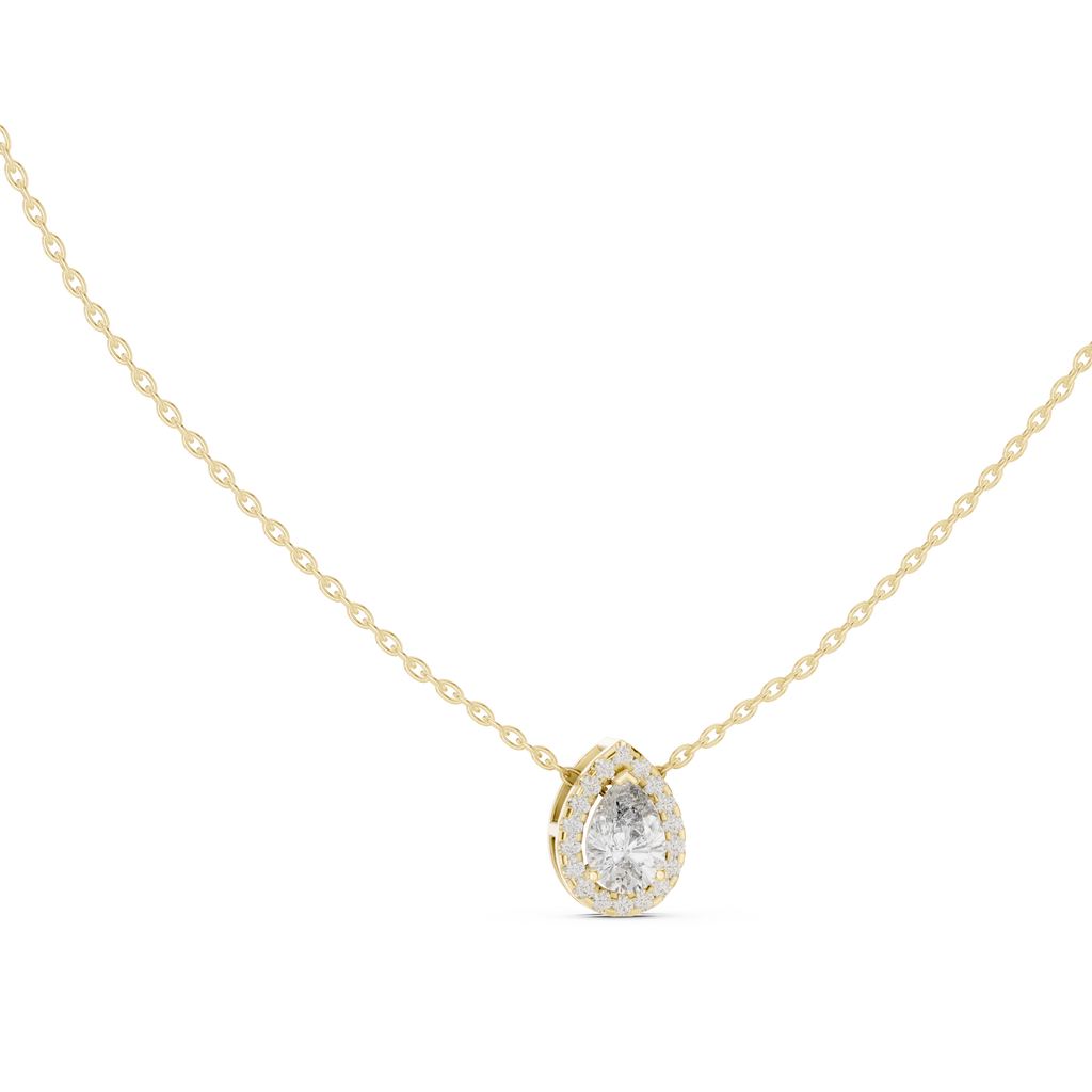 Luxuriöser Teardrop-Diamant-Anhänger mit Halo-Design