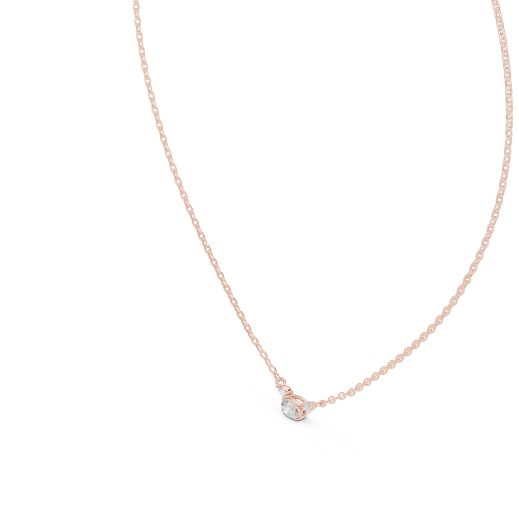 Classic Three-Stone Diamond Pendant Necklace
