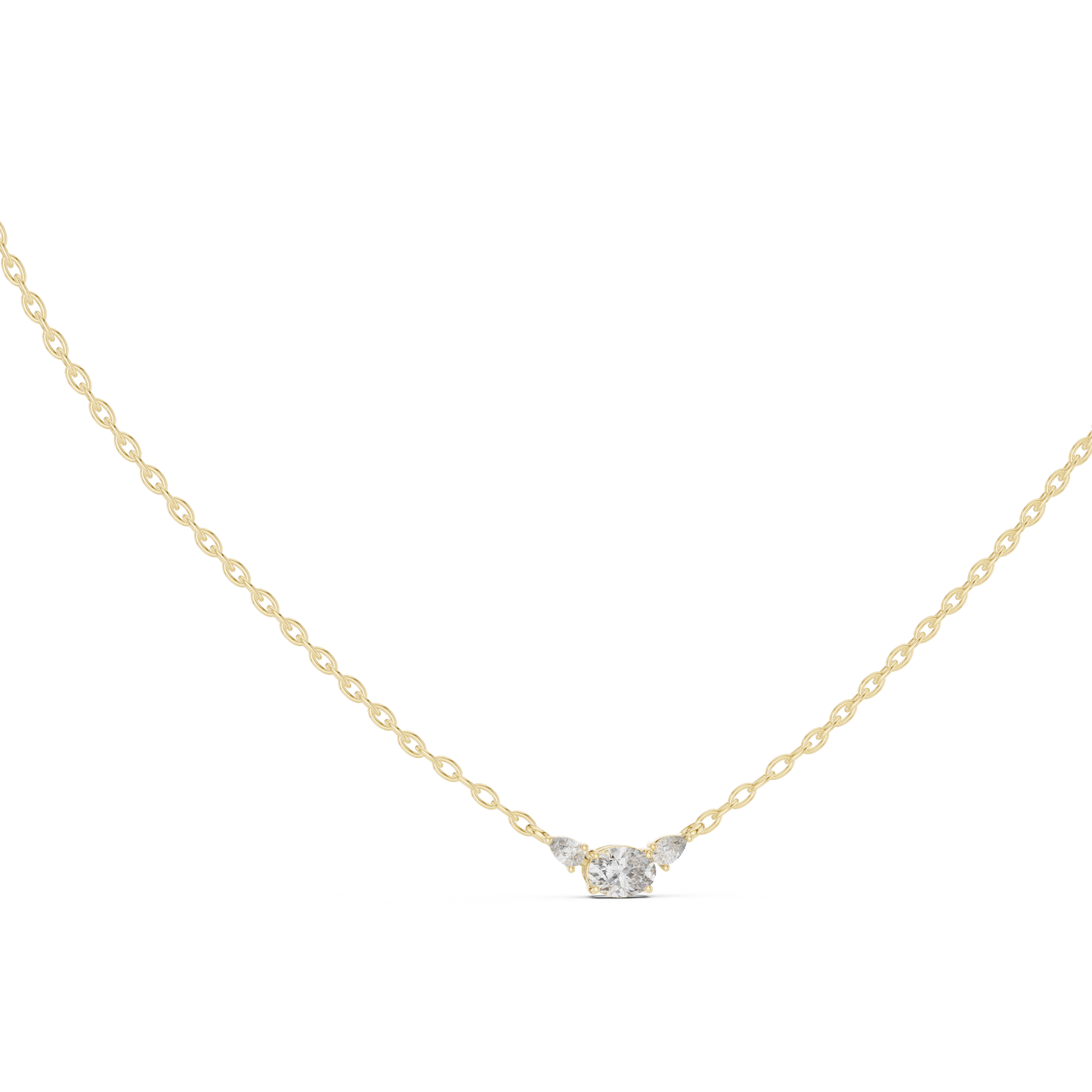 Classic Three-Stone Diamond Pendant Necklace