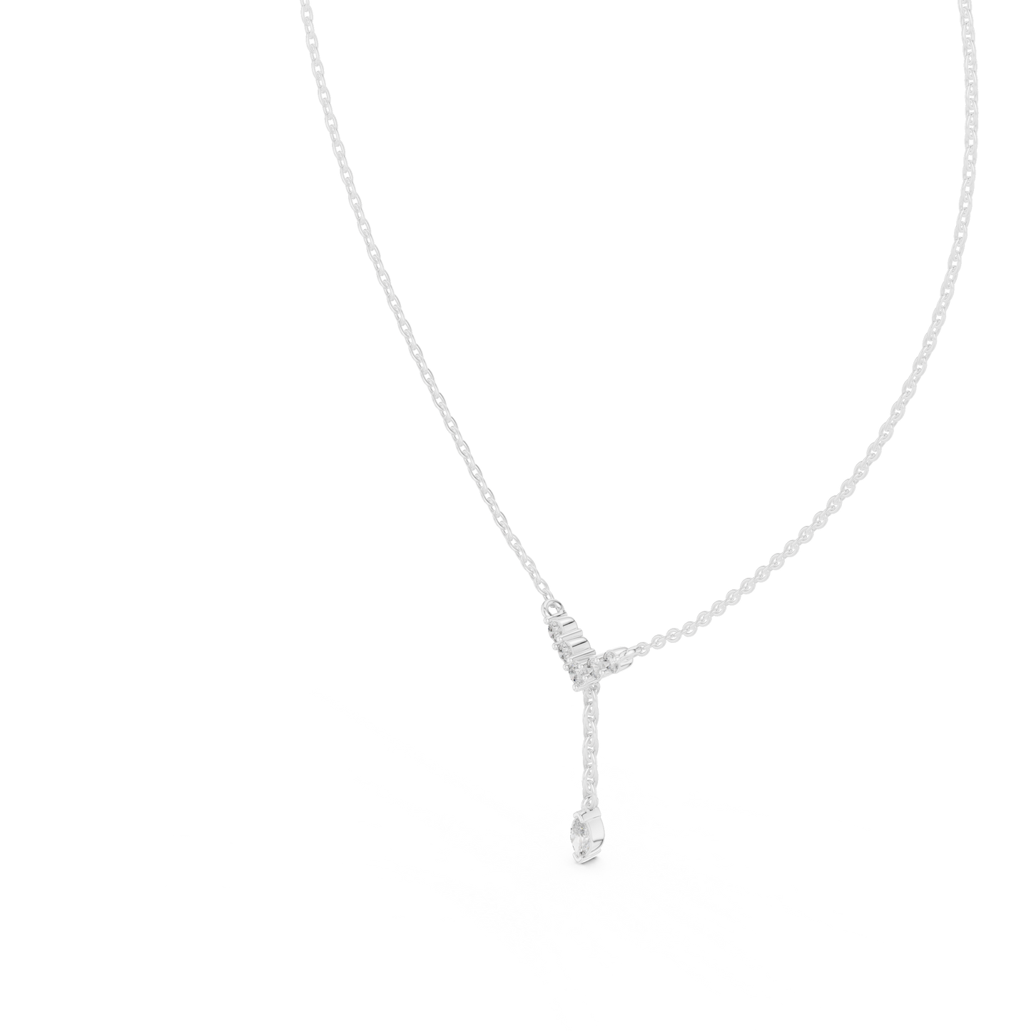 Stylish Lariat Diamond Pendant Necklace